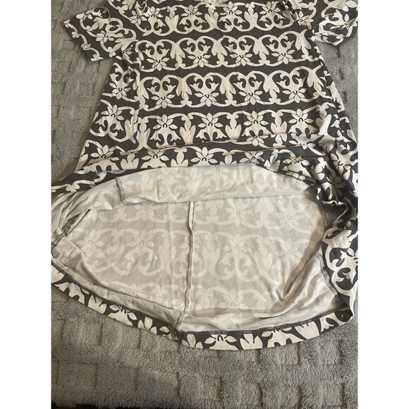 Loft Grey And White Short Sleeve A-line Knee Length T-shirt Dress Size Small - Picture 8 of 14